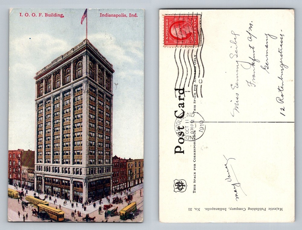 Indianapolis, IN-Indiana, IOOF Building Early Skyscraper Vintage c1910 Postcard