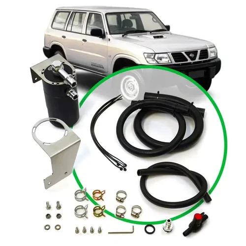 SAAS Oil Catch Tank Full Kit For Nissan Patrol GU 4.2L 1997-2006 Black