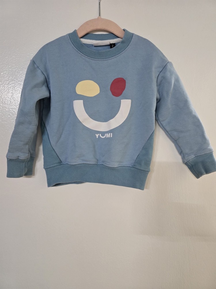YUMI Unisex Baby Toddler Long Sleeve Graphic Cotton T-Shirt Blue Size 2