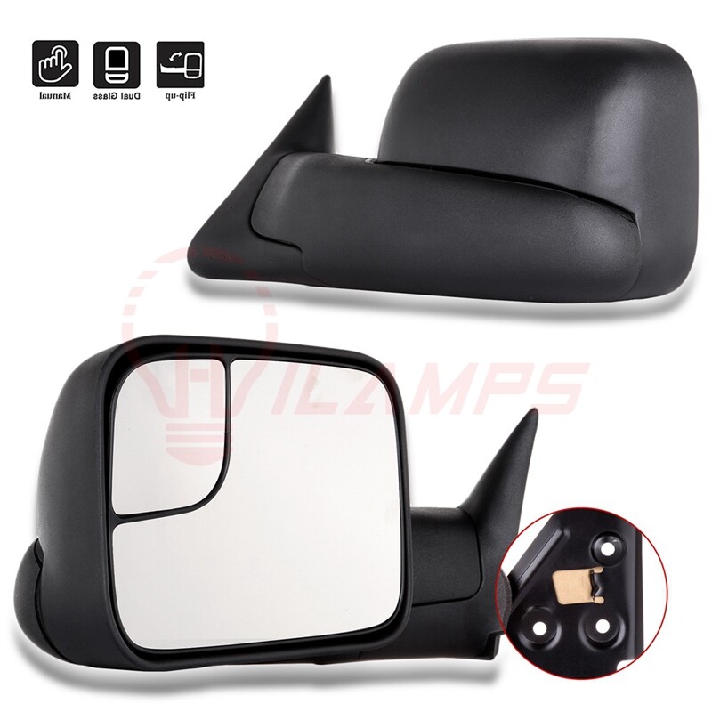 Pair For 94-01 Dodge RAM 1500 2500 3500 Manual Towing Mirrors Left+Right+Front