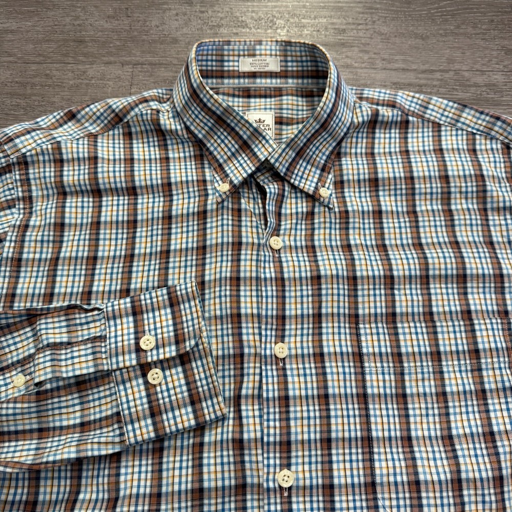 Peter Millar Shirt Mens Medium Button Up Plaid Long Sleeve Adult Casual Preppy