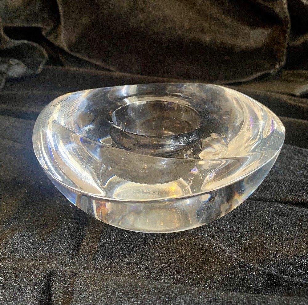 Nambe Crystal Votive / Candle Holder 5” x 2” Modern Minimalist Glass