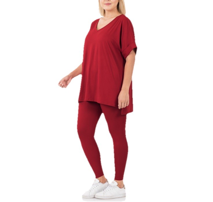 ZENANA 1X 2 Piece Outfit Set Top & Leggings