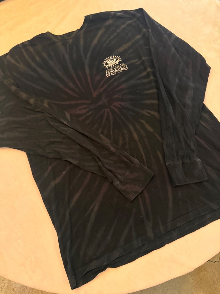 Vans BlackTie Dye Long Sleeve T Shirt Black “Off The Wall Since 1966” Graphic XL