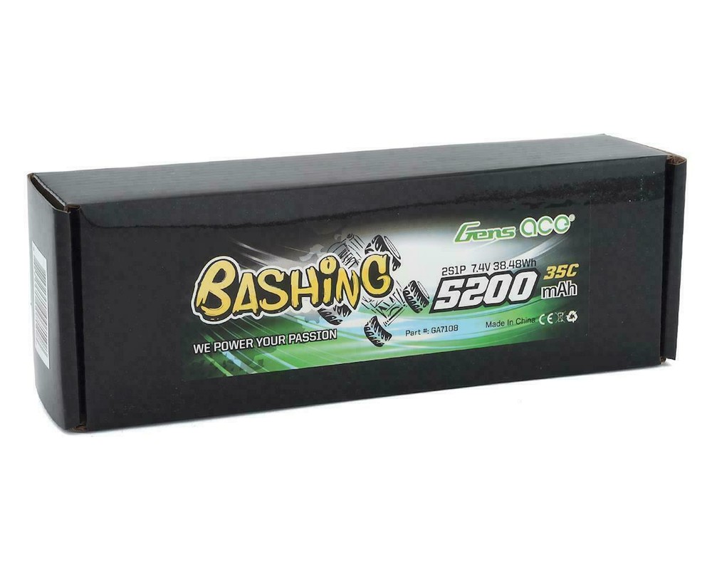 Gens Ace Bashing Series 5200mAh 7.4V 2S 35C RC Car Lipo Battery Pack Hardcase-image