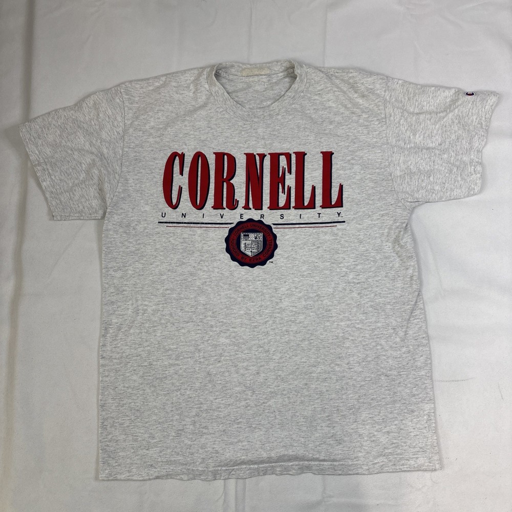 Champion T Shirt Men’s Large Gray Cornell University Big Spell Out Graphic