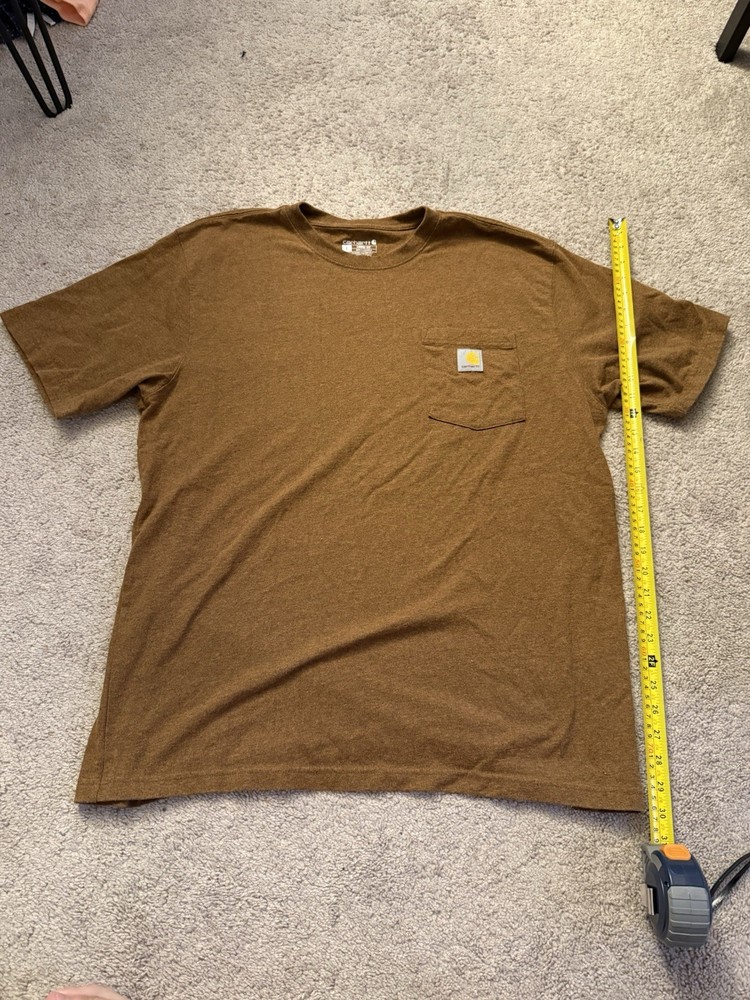Carhartt K87 Mens L Brown Pocket T Shirt Loose Fit Heavyweight Workwear