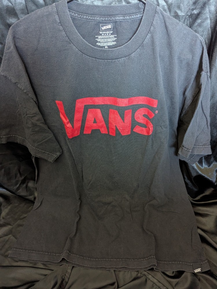 Vans Men’s Basic T-Shirt Black Short Sleeve Crew Neck Logo Size XL