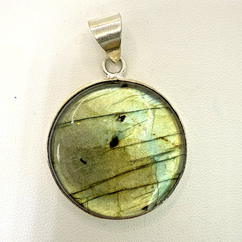 Stunning Vintage .925 Sterling Silver Necklace Pendant w/Labradorite Stone
