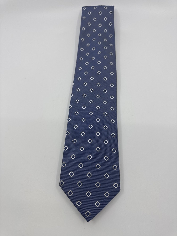 Boggi Milano Made In Italy Blue Men's Neck Tie W/ White Squares