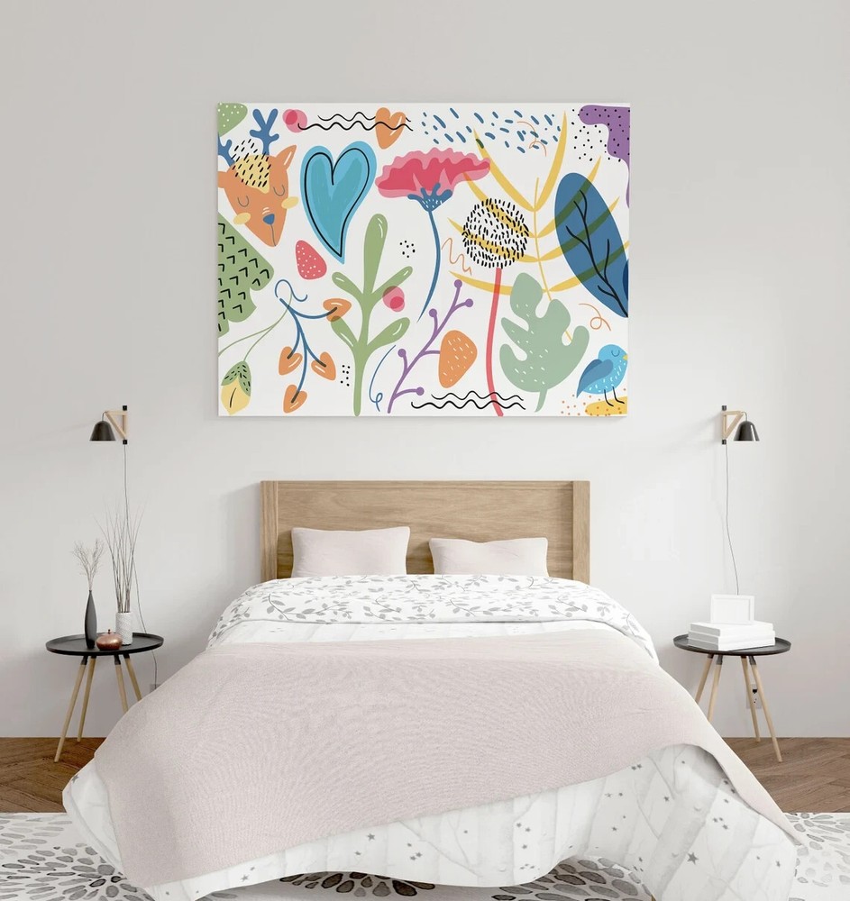 Colorful Floral Shapes Abstract Print Unframed Canvas Print Australian Wall Art