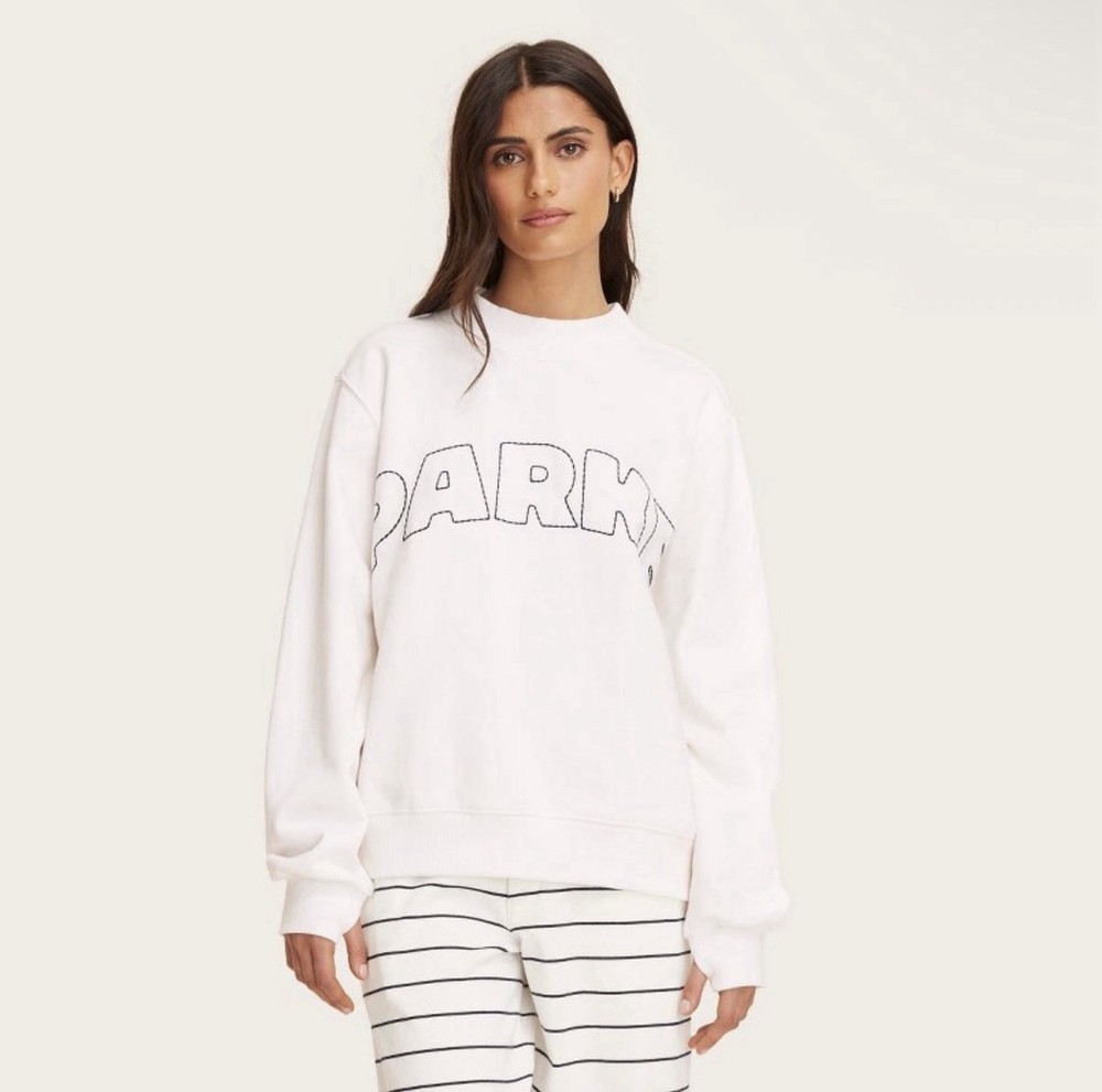 Parke X target Women's Mockneck Pullover Sweatshirt -Kandy Cream S/M