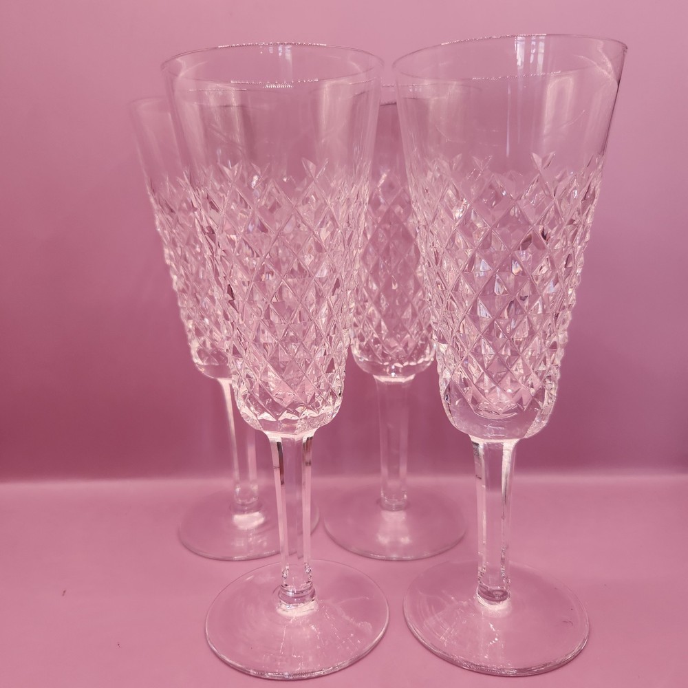 Vintage Waterford Crystal ALANA Fluted Champagne Glass Set of 4