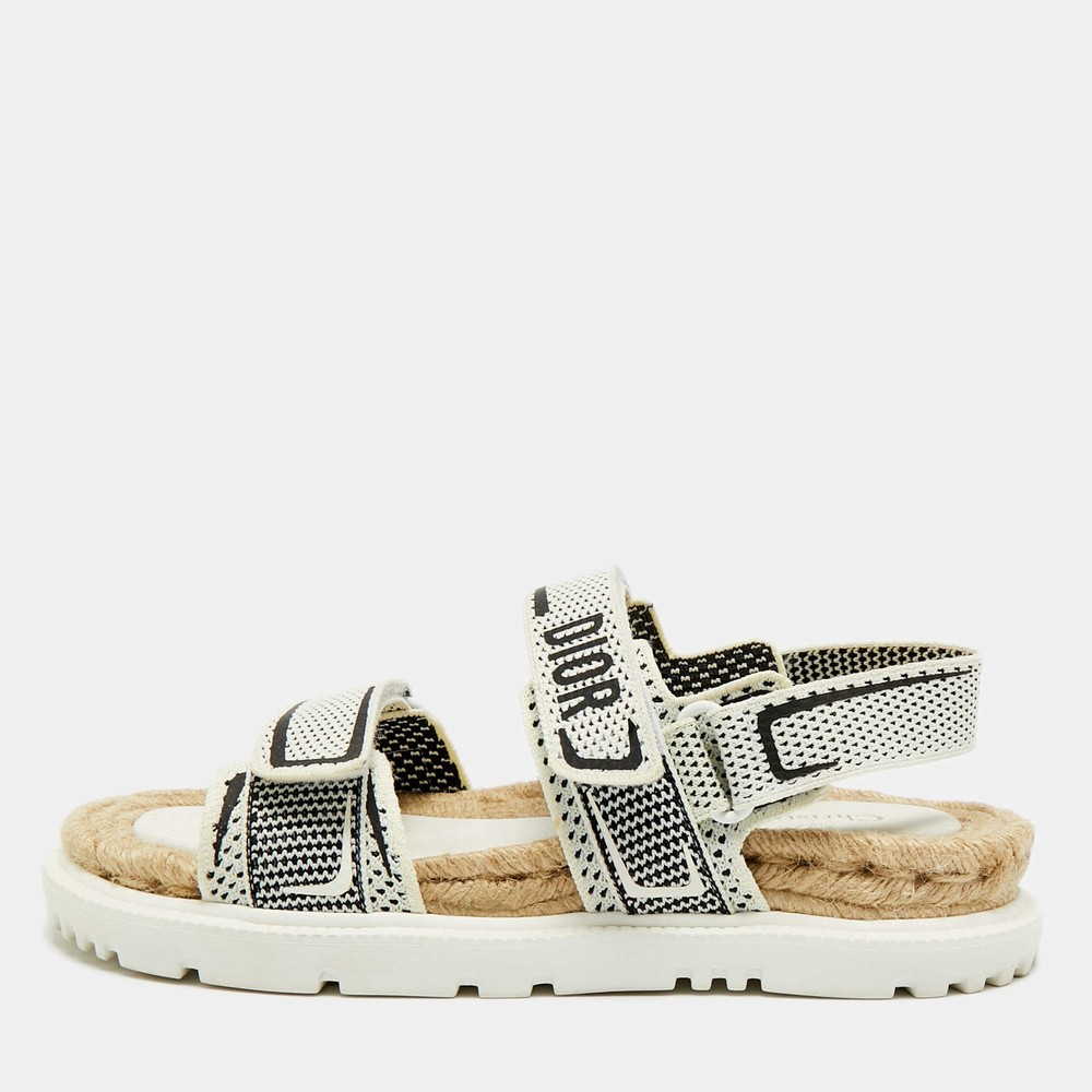 Dior CreamBlack Canvas DiorAct Sandals Size 39.5