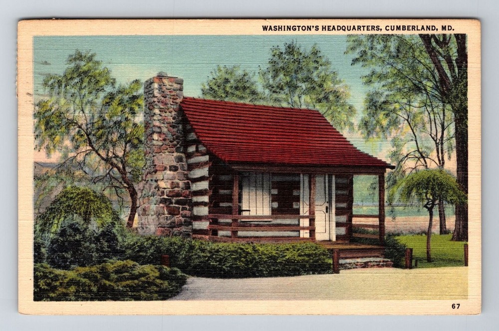 Cumberland MD-Maryland, Washington's Headquarters, c1949 Vintage Postcard