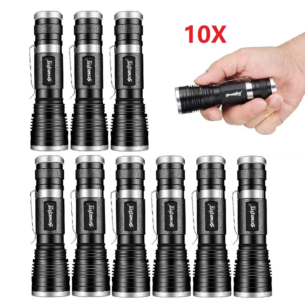 Lot 1-10 Pack Super Bright Zoom LED Flashlight Mini Portable Working Torch Lamp