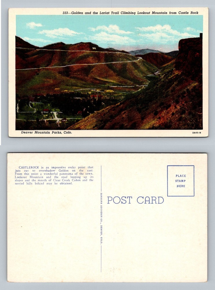 Golden, CO-Colorado, Lariat Trail Castle Rock Scenic Souvenir Vintage Postcard