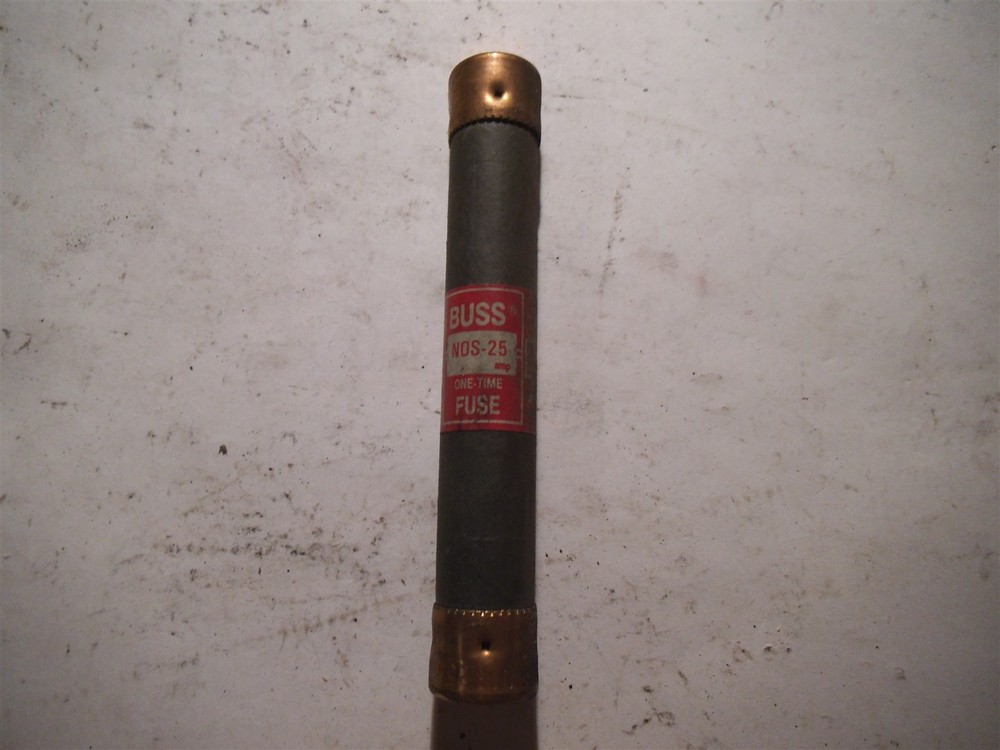 (1) Bussman Nos 25 One Time Fuse Nos25 , 25 Amp 600 Volts, Used