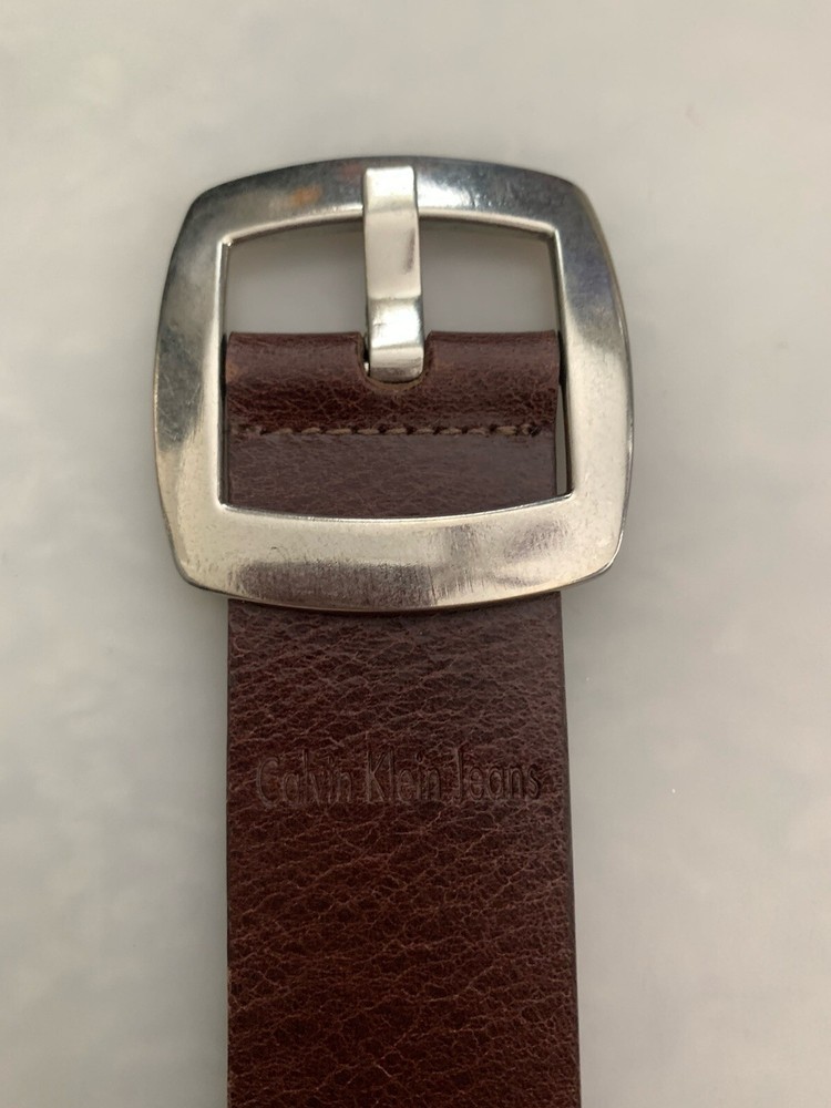 Calvin Klein Jeans Belt Men's Large Brown Leather Belt Excellent Condition