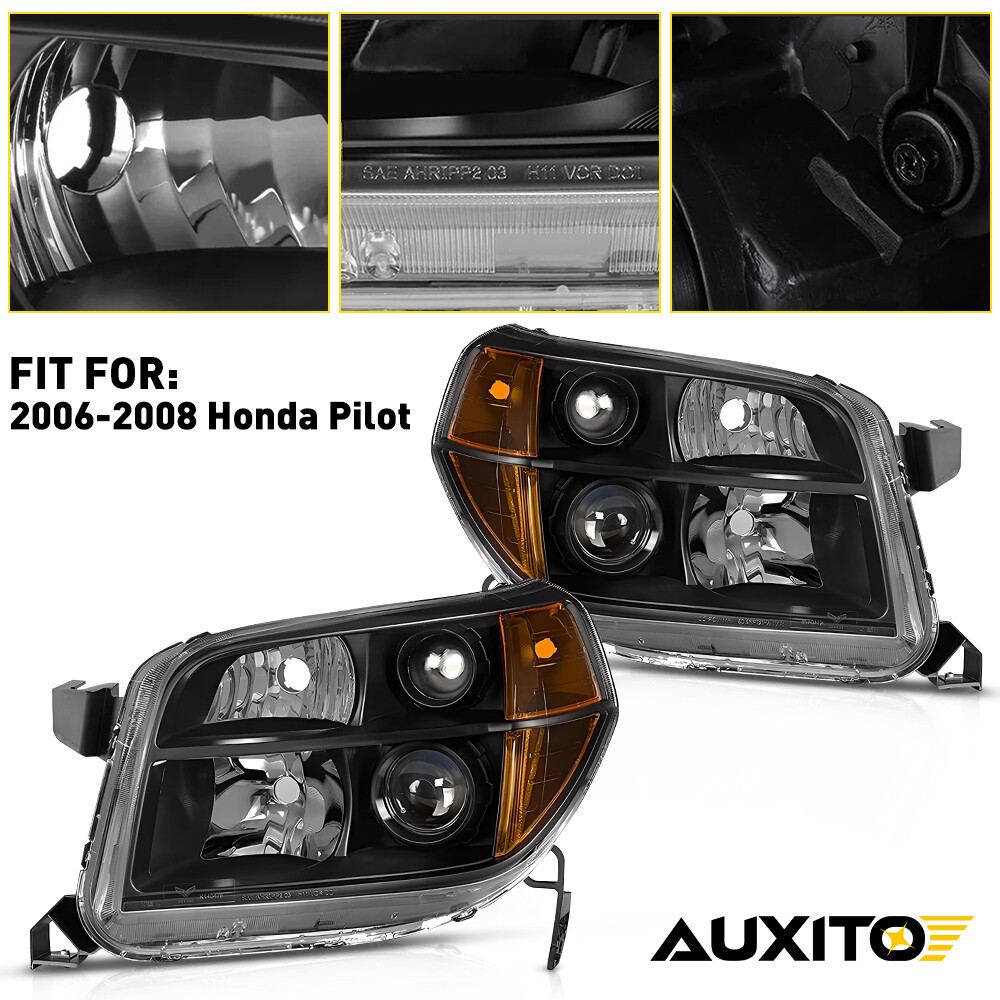 Headlights For 2006 2007 2008 Honda Pilot Projector Headlamp Pair Left & Rig 12V