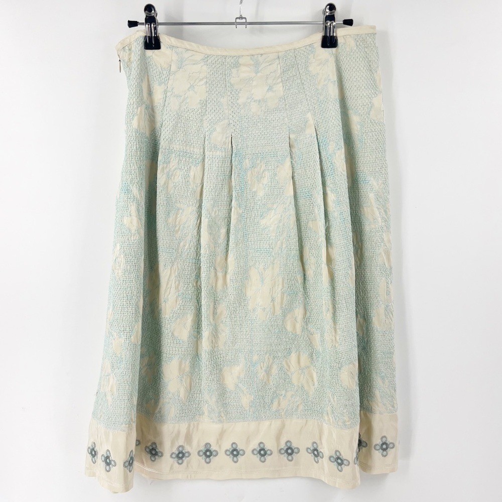 ✅ Johnny Was Biya 100% Silk Midi Pleated Floral Skirt Size X-Small