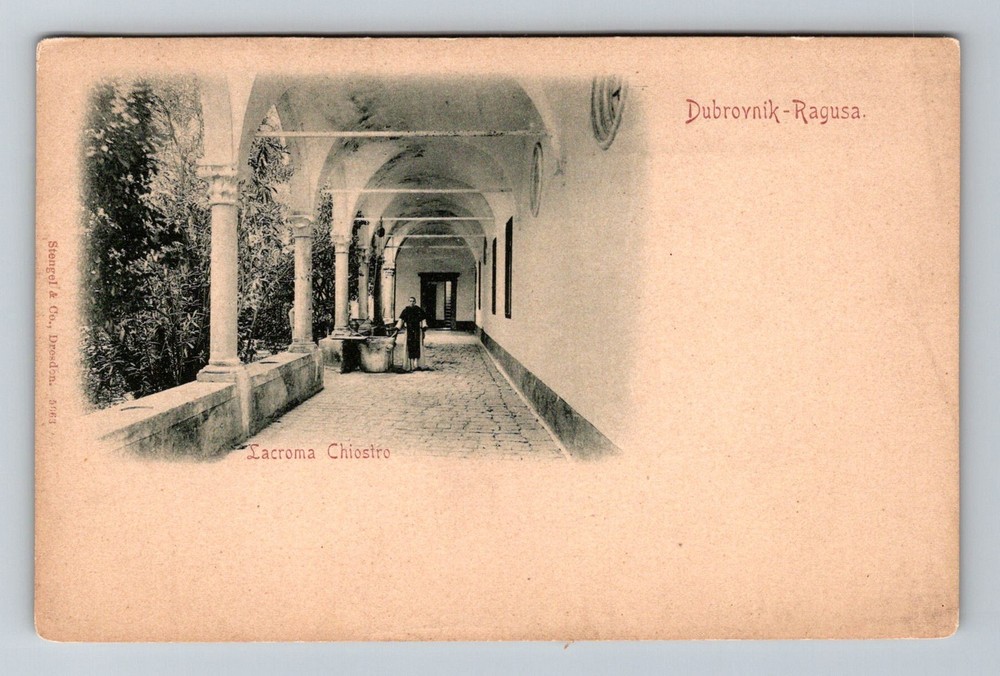 Croatia- Dubrovnik Ragusa Lacroma Covered Walkway Old Postal PC Vintage Postcard