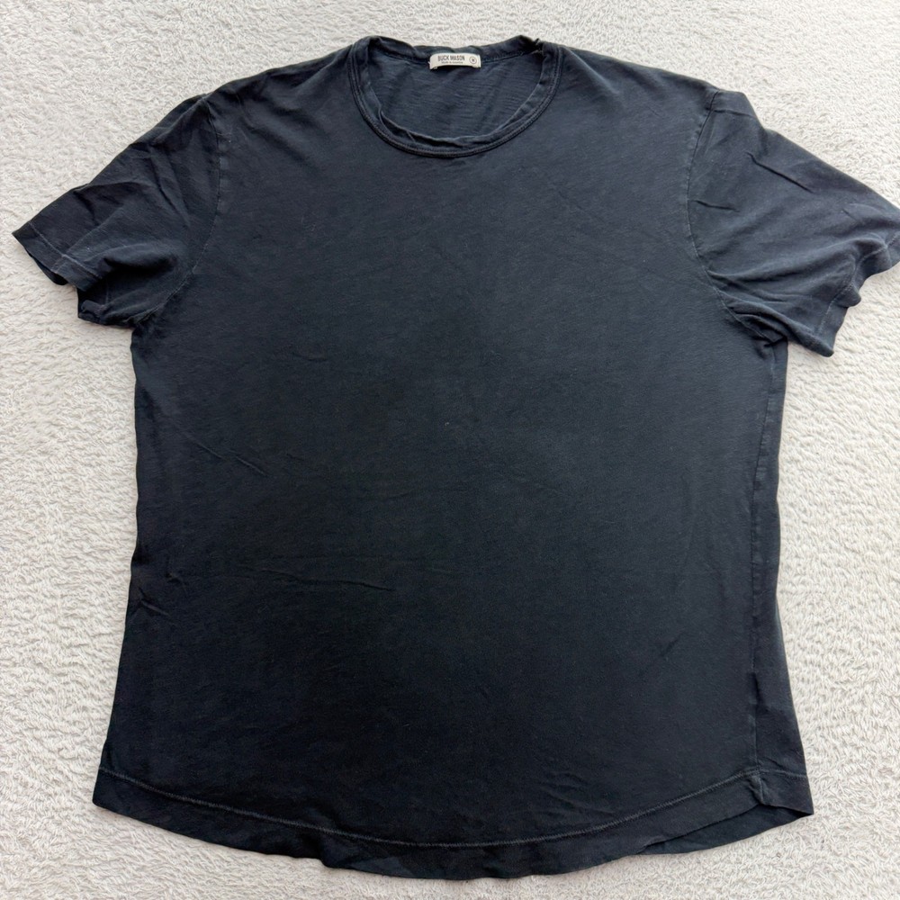 Buck Mason Mens Black Slub Curved Hem Short Sleeve Tee Shirt Size M BM11001.102