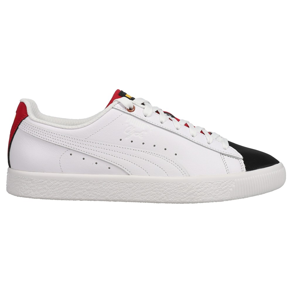 PUMA Clyde Global Futurism Lace Up  Mens White Sneakers Casual Shoes 385298-01