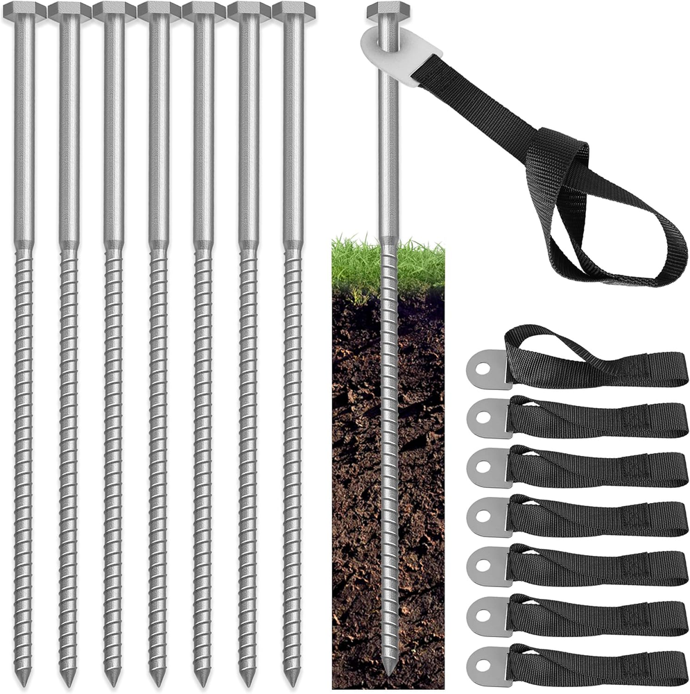 8 Set of Trampoline Stakes Anchors High Wind, 12