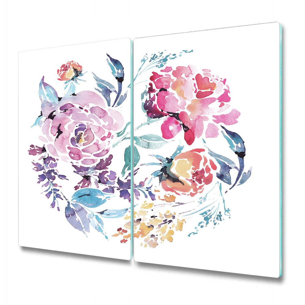Glass Chopping Cutting Board Watercolour Floral Of Red Roses Colourful Nature