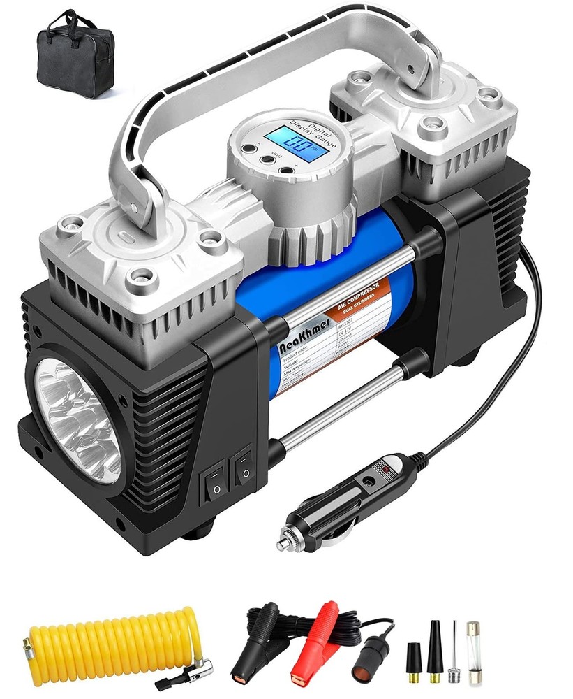Tire Inflator Portable Air Compressor for Car, 12V DC Tire Pump 130PSI Dual C...