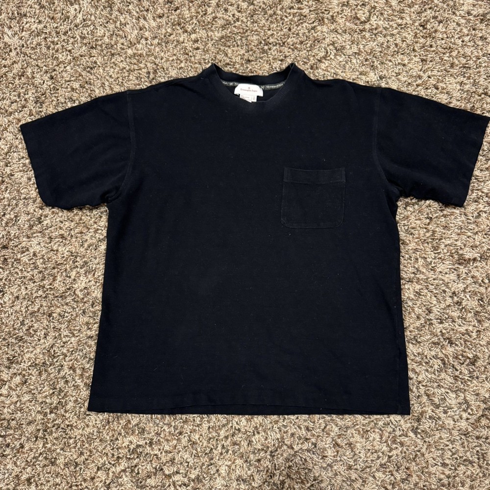 Ermenegildo ZEGNA pocket T-Shirt Men Sz L/52 Black Cotton Tencel Italy crop fit