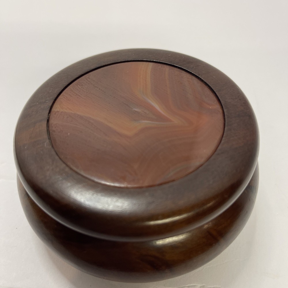 Wooden Box with Inlaid Agate Stone Lid - Decorative Trinket jewelry box 4