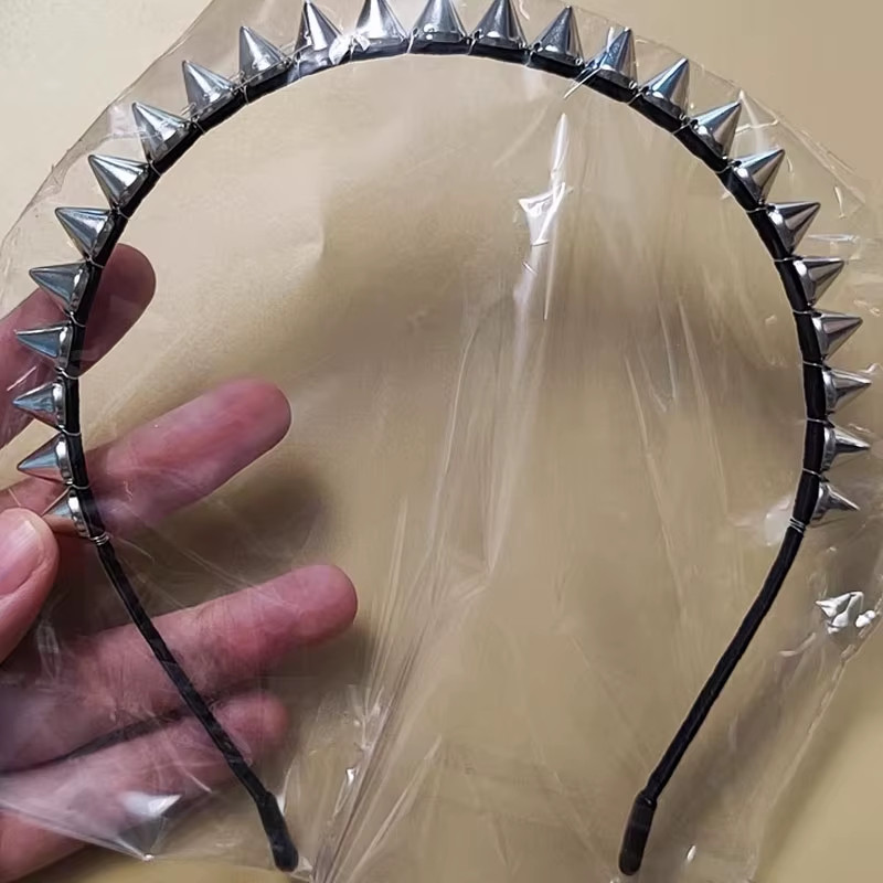 Y2K Punk Rivet Rock Headband Spike Hairband,Black Rock Hair Hoop Headwear Gothic
