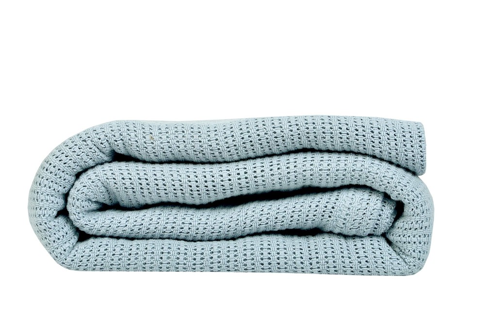 Leno Weave Ice Grey Blanket, Queen 100% Cotton, Lightweight, Warm, Extra-Fluf...