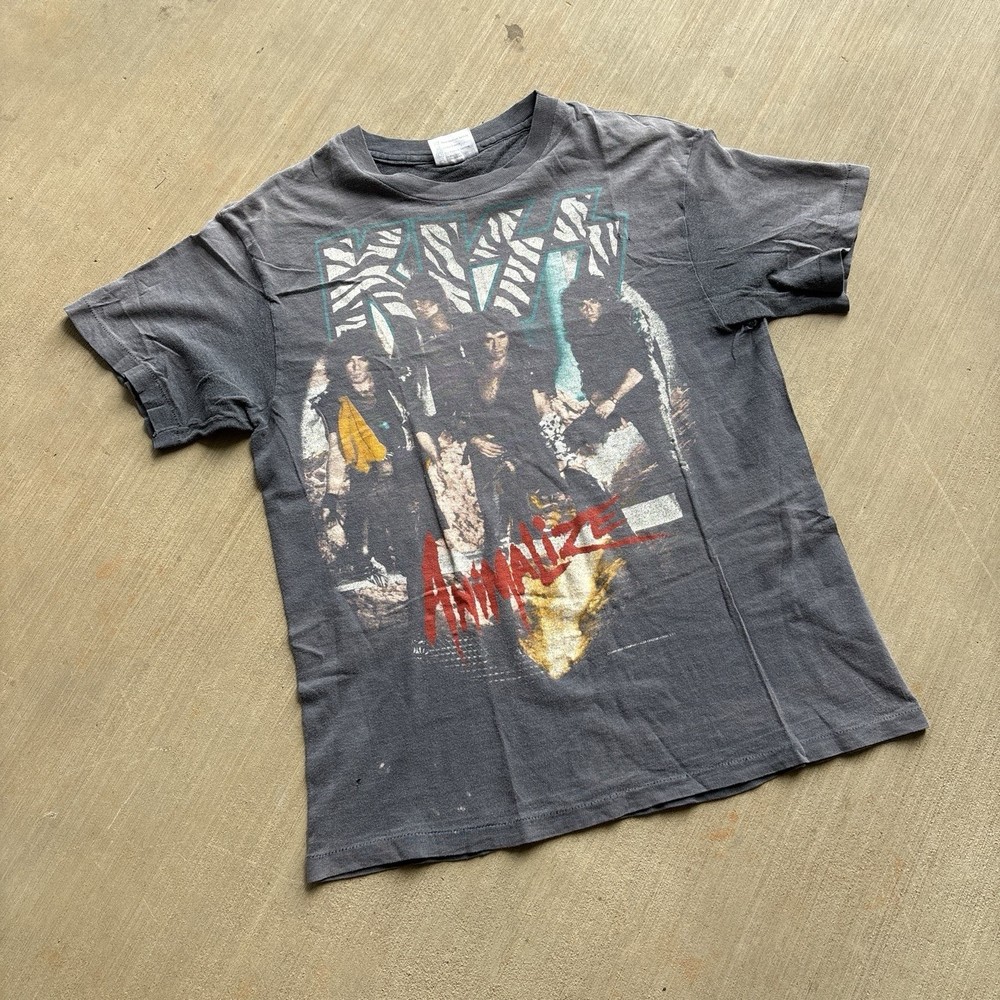 Vintage 1984 Kiss Animalize Tee Size M Faded