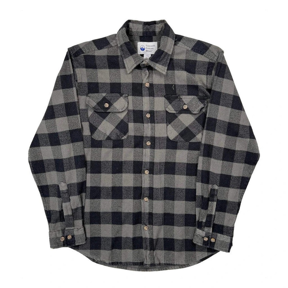 Unbranded Checked Flannel Shirt - Large Gray Cotton