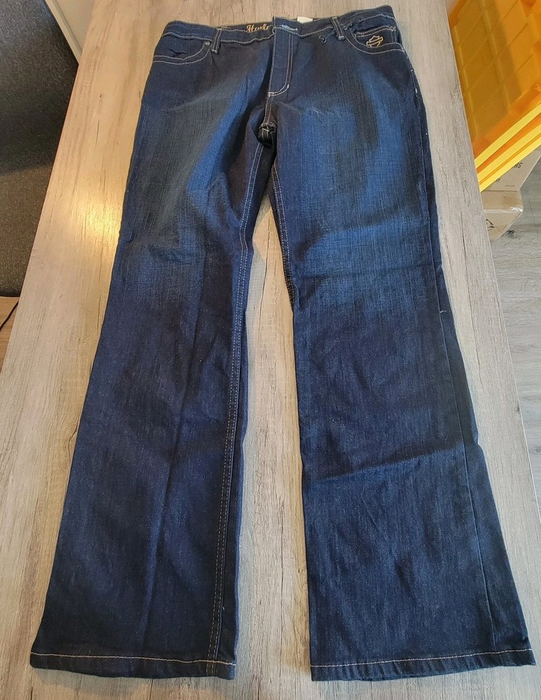 Harley Davidson Women's Jeans. Dark Blue Size 16 Boot Cut Embellished