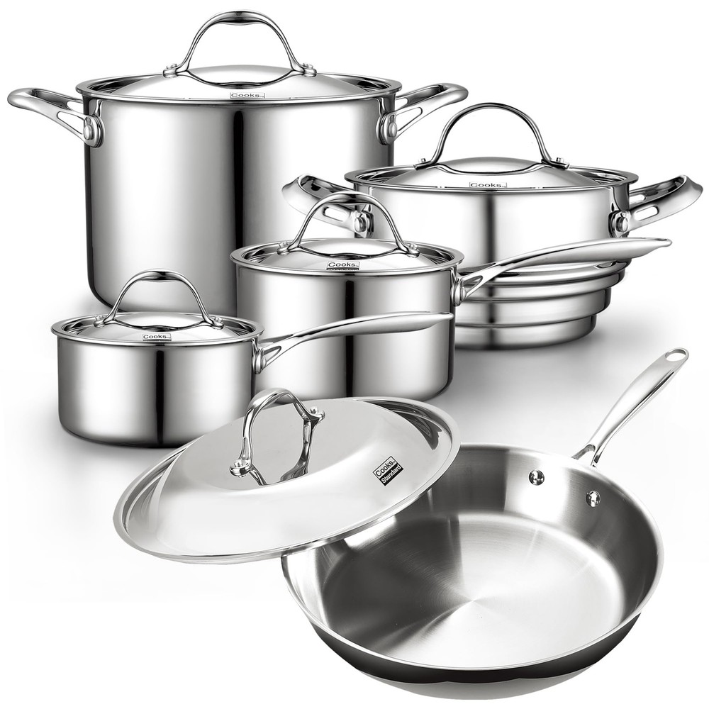 Cooks Standard 10-Piece Multi-Ply Stainless Steel Cookware Set