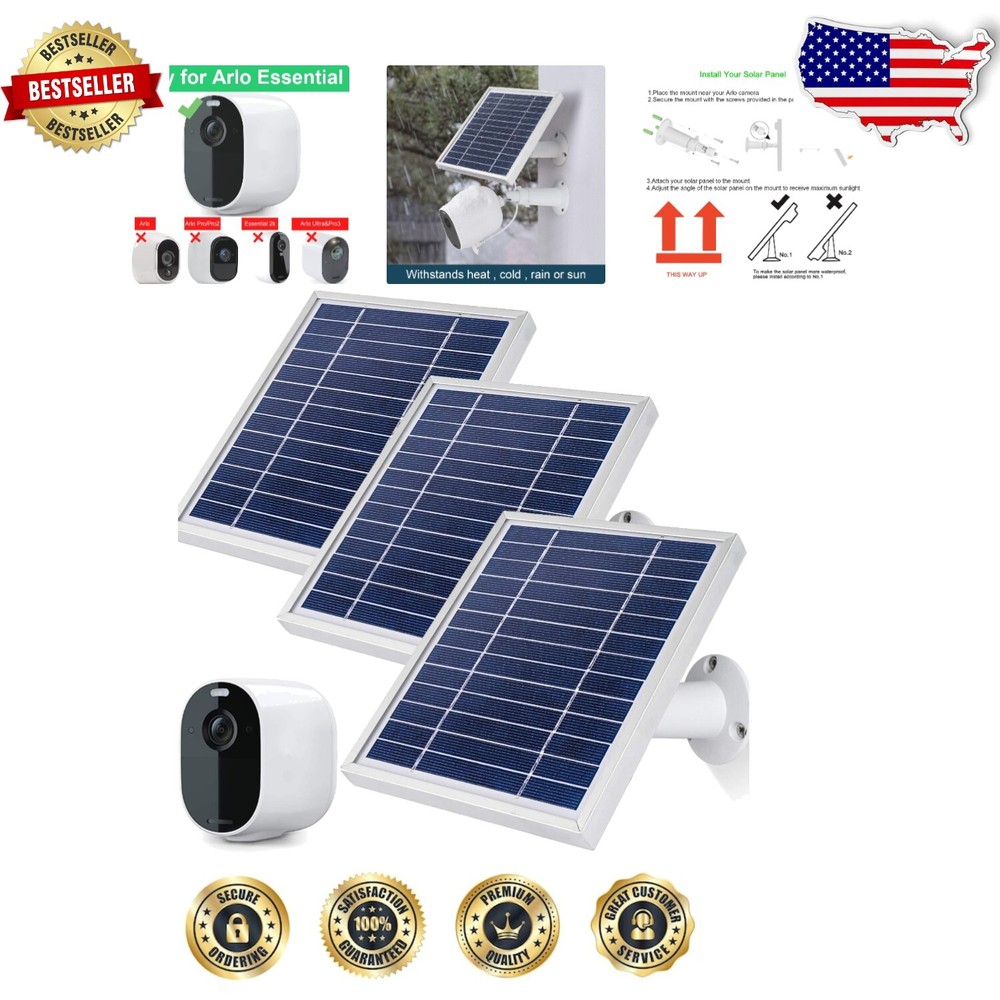 Continuous Power Solar Charger for Arlo Essential Cameras - Waterproof Design