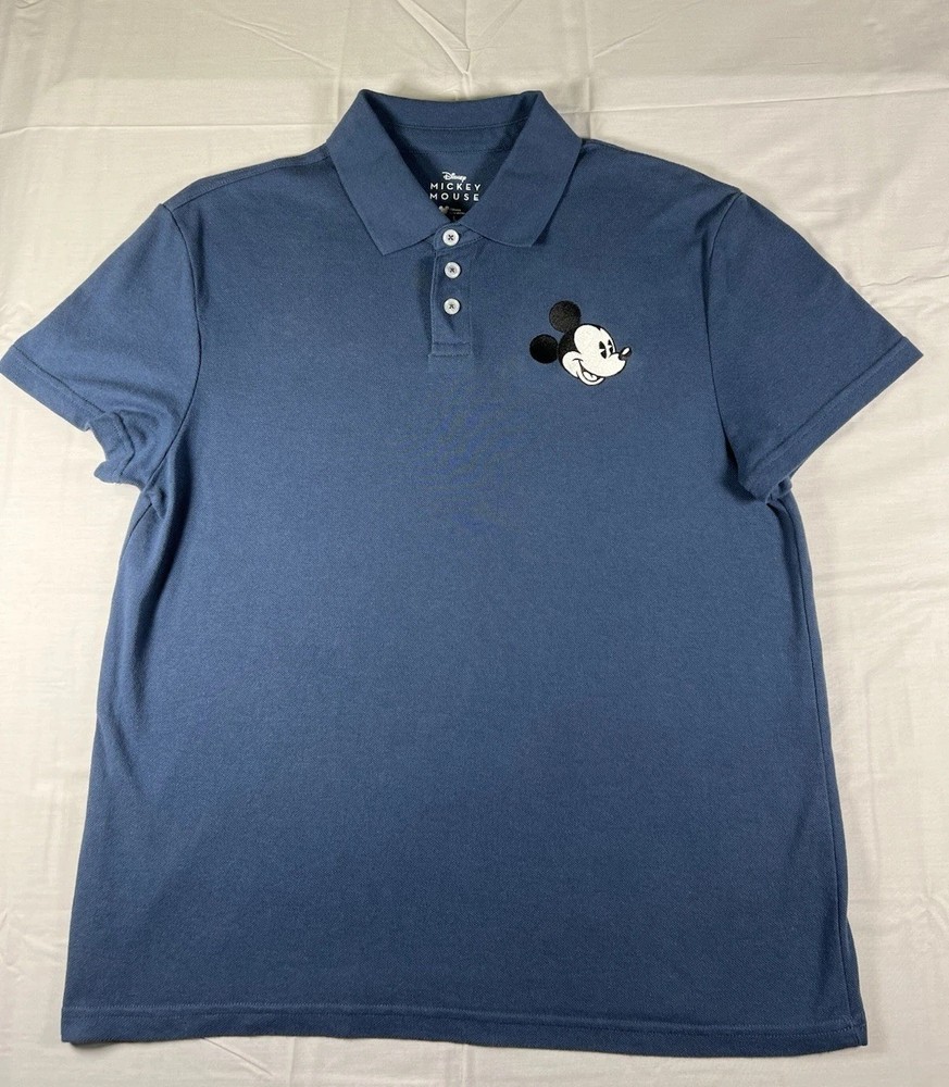 Disney Mickey Mouse Polo Shirt Size L Blue Key Largo Short Sleeve Embroidered