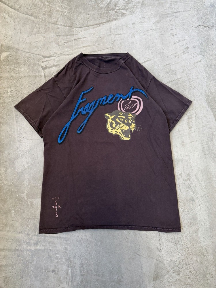 Cactus Jack Fragment Travis Scott Men's Brown Graphic T-Shirt Size Large