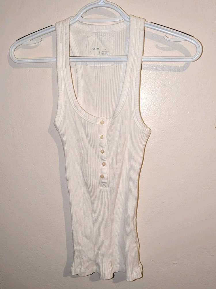 Aerie Junior XS  White Ribbed Racerback Tank Top