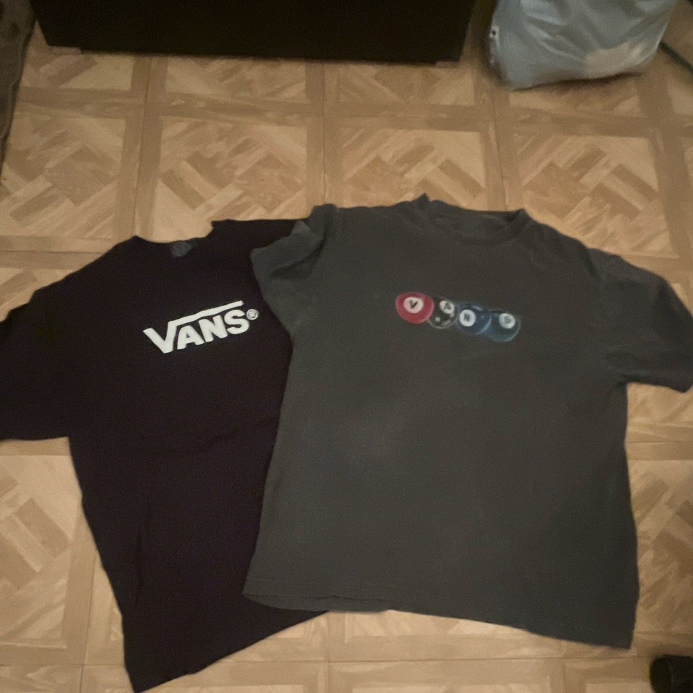 VANS Lot of 2 Men's M Black Short Sleeve Crew Neck Graphic Logo T-Shirts
