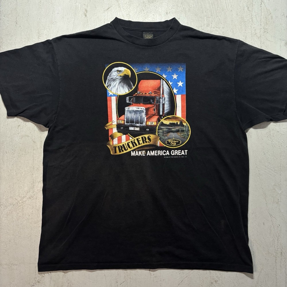 Vintage 1992 Harley Davidson 3D Emblem Truckers Only Make America Great T Shirt