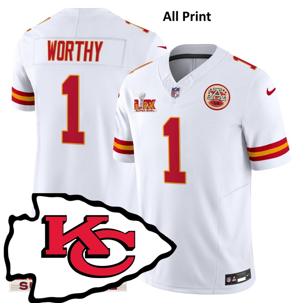 Kansas City Chiefs Super Bowl LIX Xavier Worthy Football Jersey – All Print Options