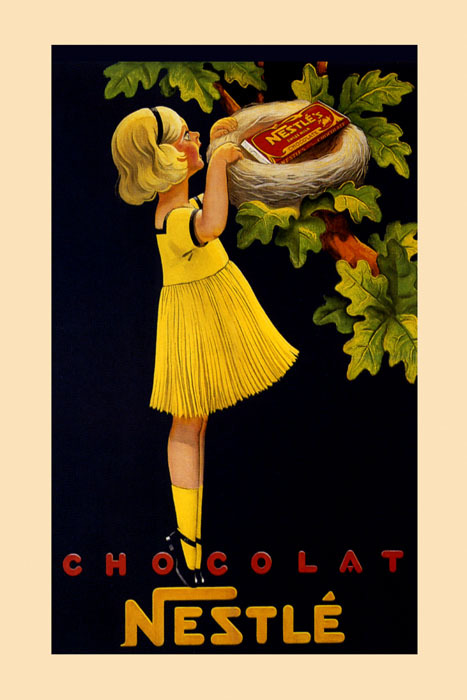 Chocolate Chocolat Nestle Candy Bird Girl Vintage Poster Reproduction FREE S/H