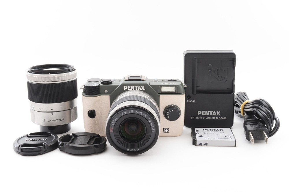 PENTAX Q10 Digital Camera Olive Green 2883 shots & 2 Lenses set From JAPAN #1612