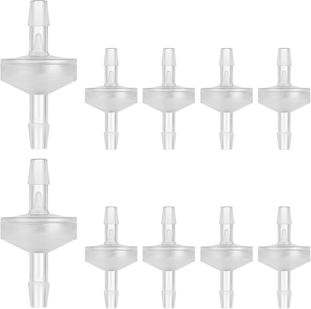 10 Pack 1/4 Inch Check Valve, One Way Barb Hose Inline Non Return 1/4