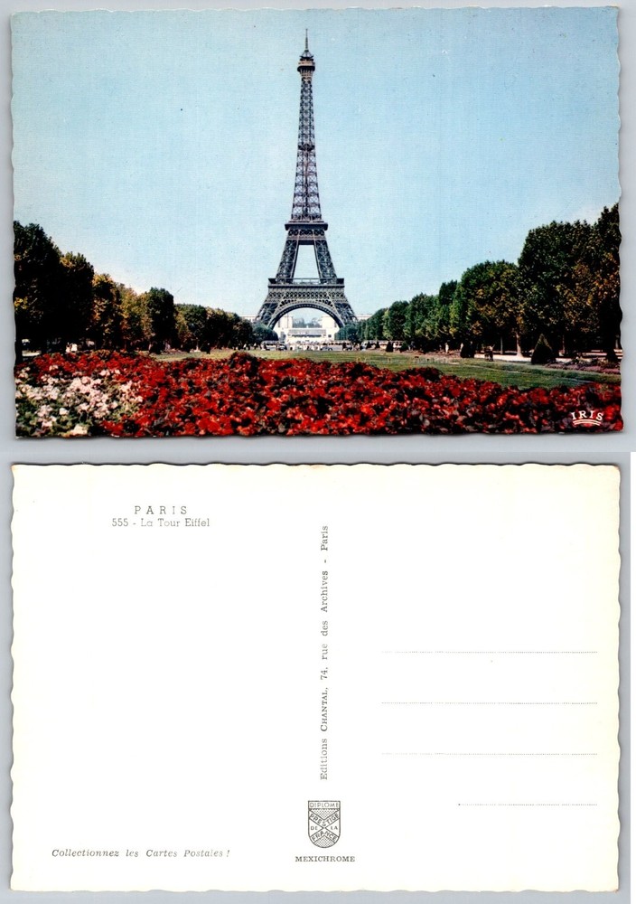 Vintage Eiffel Tower Paris Postcard - Editions Chantal MEXICHROME French